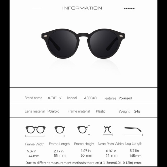 AOFLY Authentic Men's Round Sunglasses - Picture 3 of 5